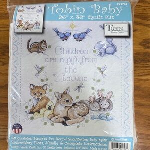 'Children Are a Gift from the Heavens' Blue Nursery Quilt Kit